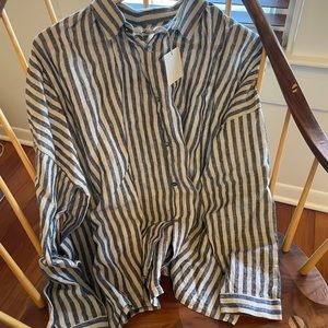 Ichi Antiquities striped linen shirt, one size